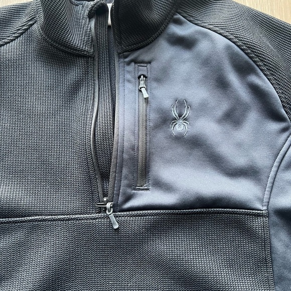 Spyder Men's 1/4 Quarter Zip Outbound Jacket Pullover Sweater Black blue Size XL - Picture 4 of 5